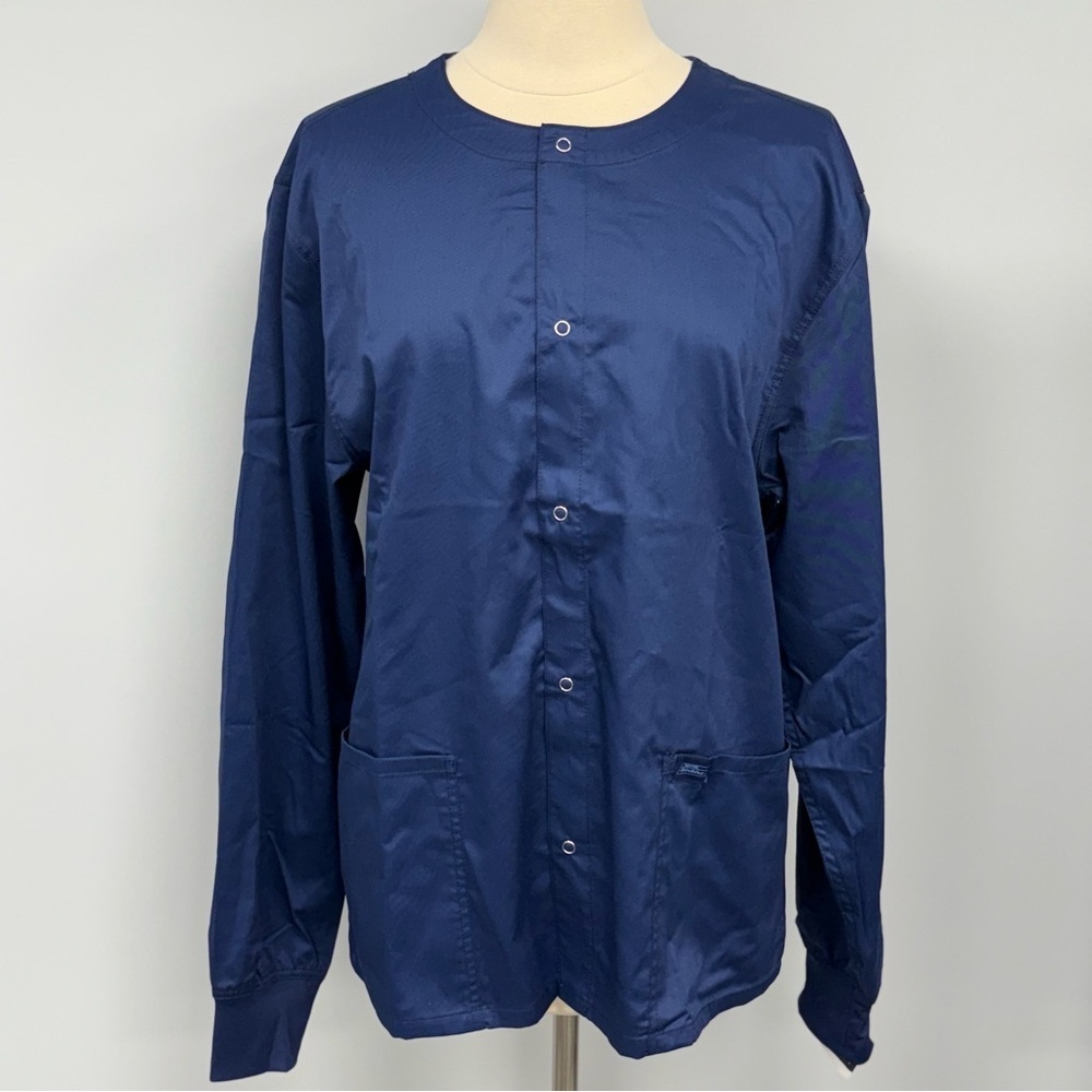 NWT Dickies Scrub Jacket Unisex M Industrial Strength Navy Cotton Warm Up Scrubs